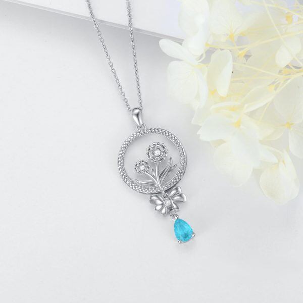 Sterling Silver Carnation Flower Pendant Necklace-4