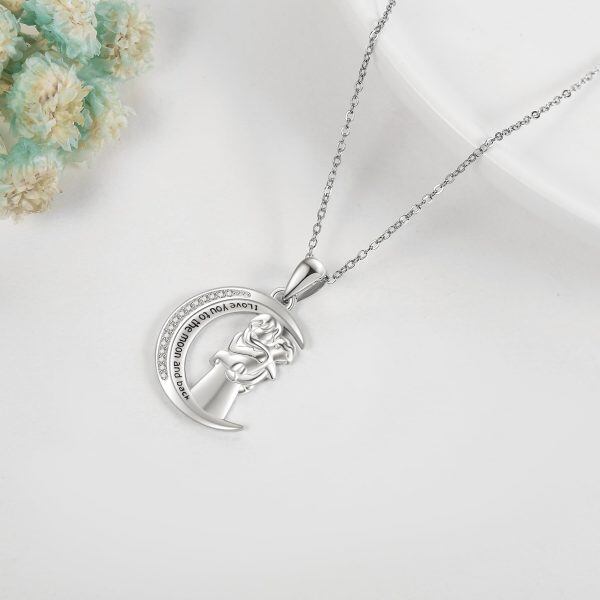 Sterling Silver Moon Mom Child Pendant Necklace-4