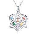 wholesale 925 Sterling Silver Multi-Color Stone Celtic Knot Love Heart Pendant Necklaces for Women Girls Gifts Jewelry-0-0