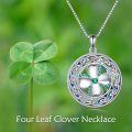 wholesale 925 Sterling Silver Four-Leaf Clover Pendant with Green Crystals and Celtic Knot Design - Perfect Gift for Her (Women/Sister/Wife/Mom/Girlfriend/Graduation/Birthday/V-Day/Mother's Day/Xmas)-0-3
