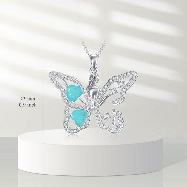 Sterling Silver Butterfly Girl Pendant Necklace-1