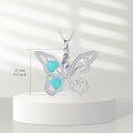 wholesale 925 Sterling Silver Amazonite Heart Butterfly Pendant Necklace for Women Valentines Day s-0-1