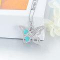 wholesale 925 Sterling Silver Amazonite Heart Butterfly Pendant Necklace for Women Valentines Day s-0-3