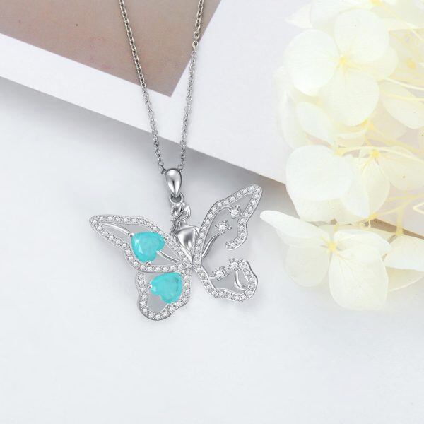 Sterling Silver Butterfly Girl Pendant Necklace-4