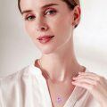 wholesale 925 Sterling Silver Purple Crystal Heart Name Pendant Necklace for Women Mothers Day Gifts-0-5