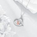 wholesale 925 Sterling Silver Heart-Shaped Elephant Pendant Necklace - Mother's Day Gifts for Mom and Daughter-0-4