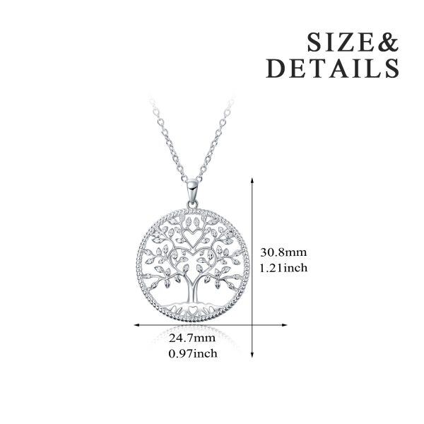 Sterling Silver Heart Tree of Life Mom Pendant Necklace-1