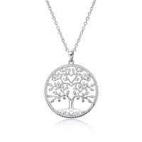 wholesale 925 Sterling Silver Heart Tree of Life Pendant Necklace Minimalist s for Women and Moms- Rhodium Plated