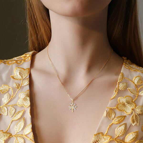 10K Real Gold Tree of Life Pendant Necklace-2