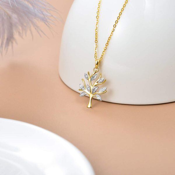 10K Real Gold Tree of Life Pendant Necklace-3