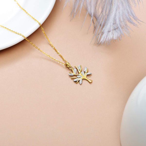 10K Real Gold Tree of Life Pendant Necklace-4