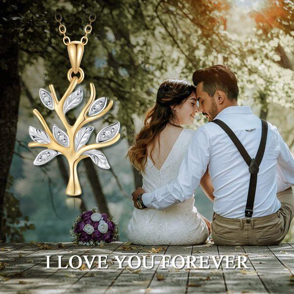 10K Real Gold Tree of Life Pendant Necklace-5