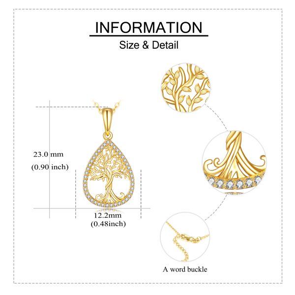 14K Real Gold Tree of Life Choker Necklaces-1