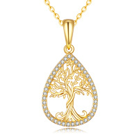 wholesale Gold Metal 14K Women's Tree of Life Pendant Necklace - Real for Wife Mom Grandma Girlfriend- Gold Plated