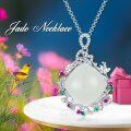 wholesale 925 Sterling Silver White Jade Flower Pendant Necklace for Women Girls s-0-5