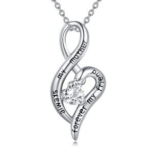 Sterling Silver Infinity Moissanite Pendant Necklace for Mom-0