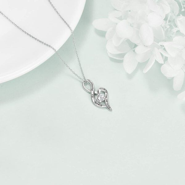 Sterling Silver Infinity Moissanite Pendant Necklace for Mom-4