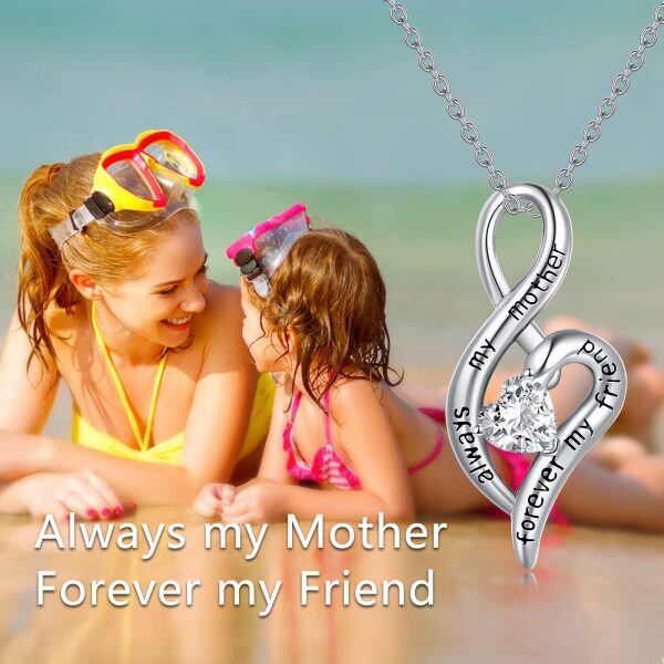 Sterling Silver Infinity Moissanite Pendant Necklace for Mom-5