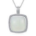 wholesale 925 Sterling Silver Square White Jade Lucky Charm Pendant Necklaces for Women Mothers Day Gifts Valentines Birthdays Jewelry Good Luck Pendants 43mm x 68mm-0-0
