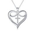 wholesale 925 Sterling Silver Infinity Heart with Cross Pendant Necklace for Women Gifts-0-0