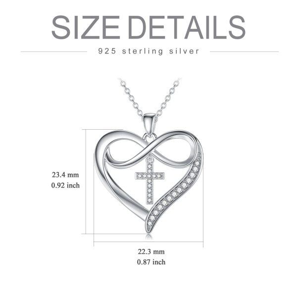 Sterling Silver Cross Heart Moissanite Pendant Necklace-1