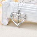 wholesale 925 Sterling Silver Infinity Heart with Cross Pendant Necklace for Women Gifts-0-3