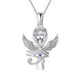 wholesale 925 Sterling Silver Blue Sapphire Egyptian Ankh Pendant Necklaces for Women -0-0