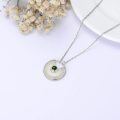 wholesale 925 Sterling Silver Green Jade Circle Pendant Necklace for Women Christmas Gift-0-4