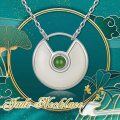 wholesale 925 Sterling Silver Green Jade Circle Pendant Necklace for Women Christmas Gift-0-5