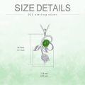 wholesale 925 Sterling Silver Natural Green Jade and Cubic Zirconia Rose Flower Pendant Necklaces for Women (18+2)-0-1
