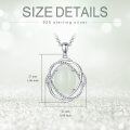 wholesale 925 Sterling Silver Natural White Jade Women's Necklace with Cubic Zirconia Accent Circle Design Pendant - Gift Boxed-0-1