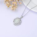 wholesale 925 Sterling Silver Natural White Jade Women's Necklace with Cubic Zirconia Accent Circle Design Pendant - Gift Boxed-0-4
