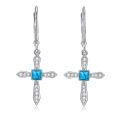 wholesale 925 Sterling Silver Cross Turquoise Drop Earrings for Women Wife Girlfriend-0-0