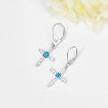 wholesale 925 Sterling Silver Cross Turquoise Drop Earrings for Women Wife Girlfriend-0-3