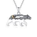 wholesale 925 Sterling Silver Mama Bear & Cub Pendant Necklaces - Mothers Day Gifts for Women-0-0