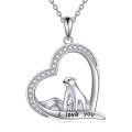 wholesale 925 Sterling Silver Heart-Shaped Polar Bear Family Pendant Necklaces Gifts for Mom and Daughter-0-0