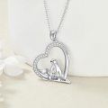 wholesale 925 Sterling Silver Heart-Shaped Polar Bear Family Pendant Necklaces Gifts for Mom and Daughter-0-3