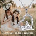 wholesale 925 Sterling Silver Heart-Shaped Polar Bear Family Pendant Necklaces Gifts for Mom and Daughter-0-5