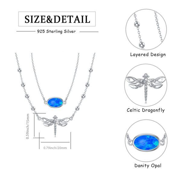 Sterling Silver Dragonfly Layered Necklaces with Opal-1