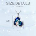 wholesale 925 Sterling Silver Blue Crystal Heart Mother Daughter Necklace Mom Pendant s for Women and Girls-0-1
