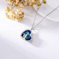 wholesale 925 Sterling Silver Blue Crystal Heart Mother Daughter Necklace Mom Pendant s for Women and Girls-0-4