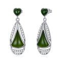 wholesale 925 Sterling Silver Teardrop Green Jade Drop Earrings - Holiday  for Her-0-0