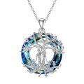 wholesale 925 Sterling Silver Blue Crystal Family Tree Pendant Necklace for Mother's Day Gift-0-0