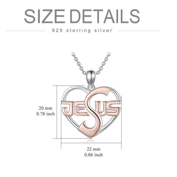 Sterling Silver Two-tone Jesus Religious Pendant Necklace-4