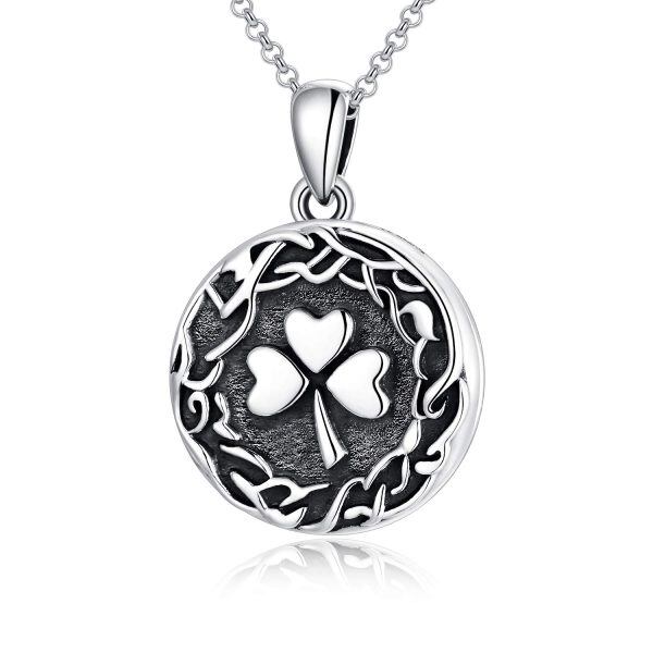 Sterling Silver Shamrock Lucky Locket Necklace-0