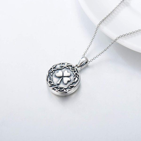 Sterling Silver Shamrock Lucky Locket Necklace-1