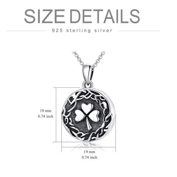 Sterling Silver Shamrock Lucky Locket Necklace-5