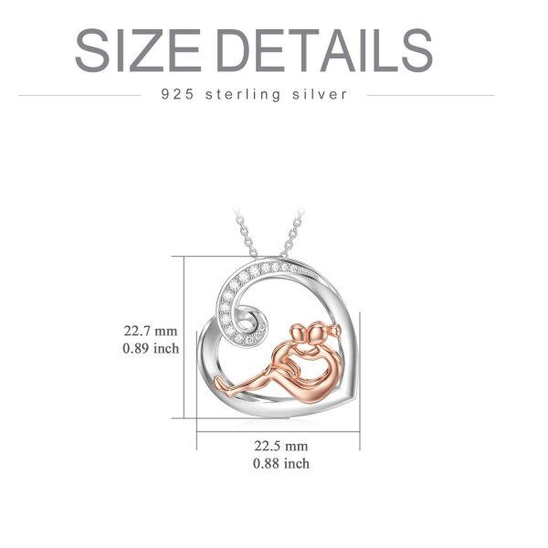 Sterling Silver Two-tone Mother and Child Heart Pendant Necklace-4