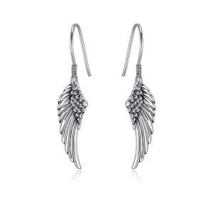 Sterling Silver Angel Wing Dangle and Drop Earrings-0