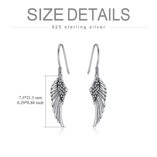 Sterling Silver Angel Wing Dangle and Drop Earrings-4